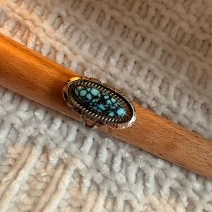 Turquoise and Silver Oval Ring